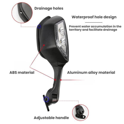 Motorcycle Rearview Mirror With LED Light For Kawasaki ZX-10R 2011-2015