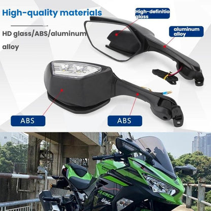 Motorcycle Rearview Mirror With LED Light For Kawasaki ZX-10R 2011-2015