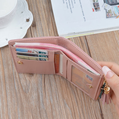 Short Leather Women Zipper Purse Panelled Wallets Trendy Coin Purse