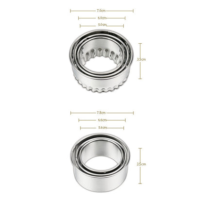 3pcs/set Stainless Steel Round Dumplings Wrappers Molds Set Cutter Maker Tools, Circular, Sawtooth