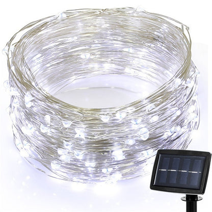 22m 200 LEDs Solar Powered Home Garden Copper Wire String Fairy Light Outdoor Christmas Party Decor Strip Lamp with 8 Modes, RGB, White Light, Warm White