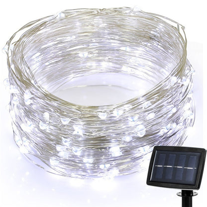 22m 200 LEDs Solar Powered Home Garden Copper Wire String Fairy Light Outdoor Christmas Party Decor Strip Lamp with 8 Modes, RGB, White Light, Warm White