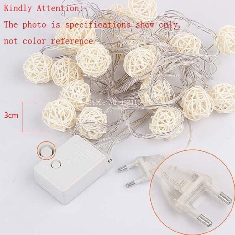 20 LEDs Rattan Balls Lights Fairy Holiday Christmas Outdoor LED Decorative Lamp, 4m Battery Style