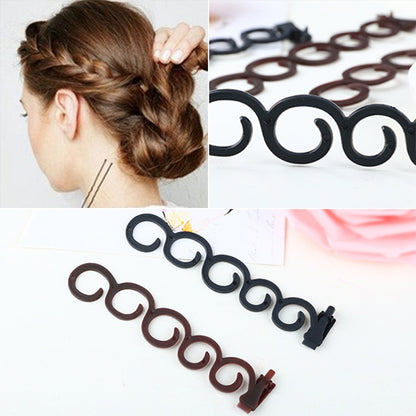 Elegance Hair Braider Flower Magic Hair Clip Queue Twist Plait Hairstyle Styling Accessories,Size:13.5x2.5cm, Black, 6090 Coffee