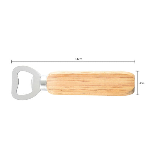 2 PCS Stainless Steel Beer Bottle Opener with Rubber Wood Handle Creative Gift Soda Bottle Driver, Beer Bottle Opener with Handle