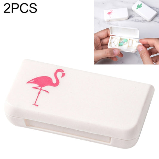 2 PCS Portable Mini Pill Case Medicine Boxes 3 Grids Travel Home Medical Drugs Container Holder Cases Storage Box, Flamingo, Letter, Cactus, Leaf, Pineapple