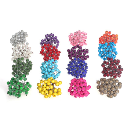 80PCS 12mm Simulation Berry Frost Red Small Fruit Foam Berry DIY Accessories Flower Arrangement Material