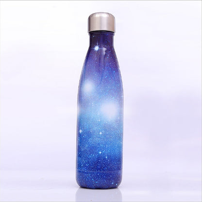 Starry Sky Pattern Thermal Cup Vacuum Flask Heat Water Bottle Portable Stainless Steel Sports Kettle, 500ml
