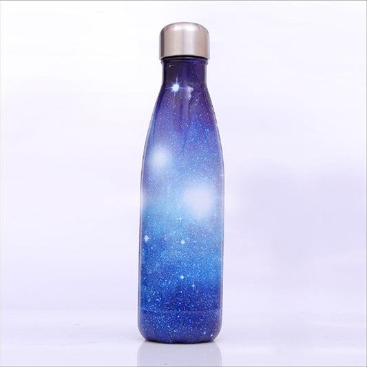 Starry Sky Pattern Thermal Cup Vacuum Flask Heat Water Bottle Portable Stainless Steel Sports Kettle, 500ml