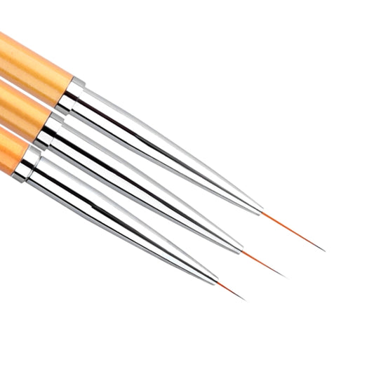 3 PCS Gold Nail Art Lines Painting Pen Brush Professional UV Gel Polish Tips 3D Design Manicure Drawing Tool Kit