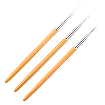3 PCS Gold Nail Art Lines Painting Pen Brush Professional UV Gel Polish Tips 3D Design Manicure Drawing Tool Kit