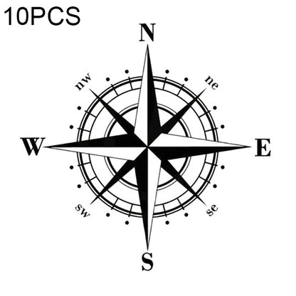 10pcs  Art Design Vinyl NSWE Compass Car Stickers Decals Black/Silver, 10 PCS White + Black, 10 PCS Black + White