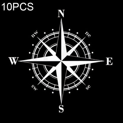 10pcs  Art Design Vinyl NSWE Compass Car Stickers Decals Black/Silver, 10 PCS White + Black, 10 PCS Black + White