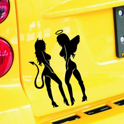 10 PCS QYPF ANGEL DEVIL Sexy Girl Car Sticker Car Styling Decal, Size: 18x14cm, Sexy Girl