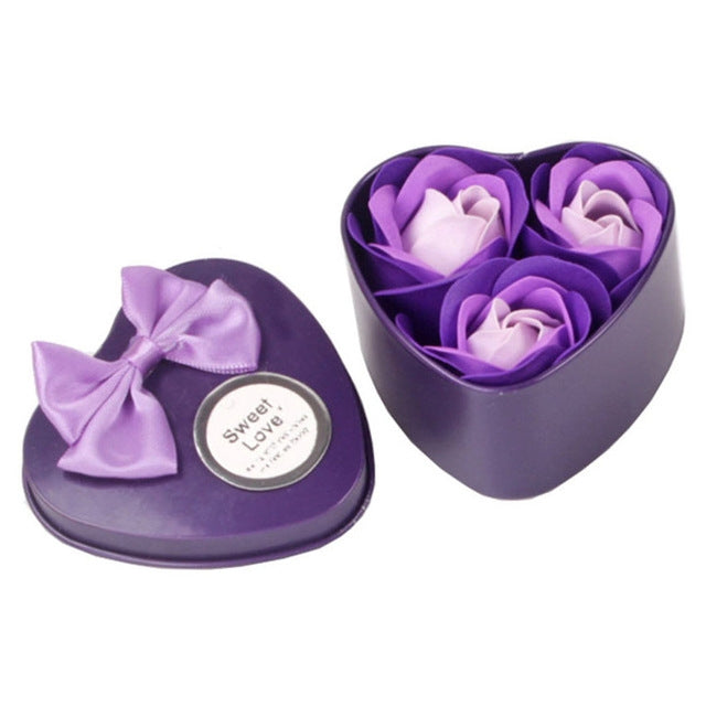 3 Soap Flowers Valentine's Day Gifts Tanabata Gifts Wedding Creative Gifts Heart Shaped Iron Box Roses