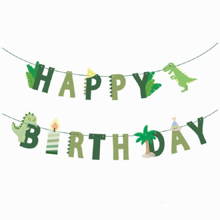 Dinosaur Theme Party Set Birthday Letter Pull Flag Aluminum Film Sequin Dinosaur Balloon Children Birthday Arrangement Decoration, Dinosaur Theme Party Set