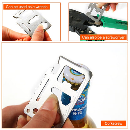 100 PCS 11 in 1 Outdoor Portable Multi-function Stainless Steel Hollow Tool Card Cutter with Leather Case, Size: 6.9 x 4.5cm