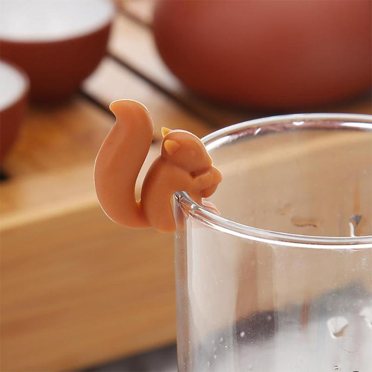 10 PCS Silicone Squirrel Tea Bag Multi-function Wine Glass Cup Recognizer, Squirrel (Coffee)