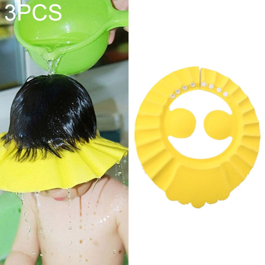 3 PCS Safe Baby Shower Cap Kids Bath Visor Hat Adjustable Baby Shower Cap Protect Eyes Hair Wash Shield for Children Waterproof Cap, Yellow+earflaps, Blue+earflaps, Yellow+wave, Blue+wave, Yellow+Round, Blue+Round, Pink+wave, Pink+earflaps, Pink+Round