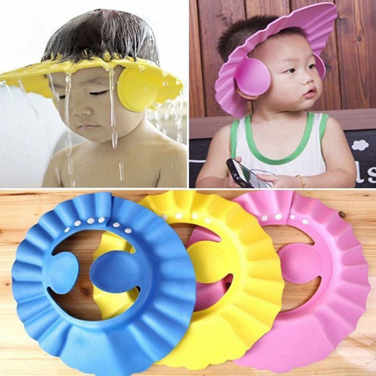 3 PCS Safe Baby Shower Cap Kids Bath Visor Hat Adjustable Baby Shower Cap Protect Eyes Hair Wash Shield for Children Waterproof Cap, Yellow+earflaps, Blue+earflaps, Yellow+wave, Blue+wave, Yellow+Round, Blue+Round, Pink+wave, Pink+earflaps, Pink+Round
