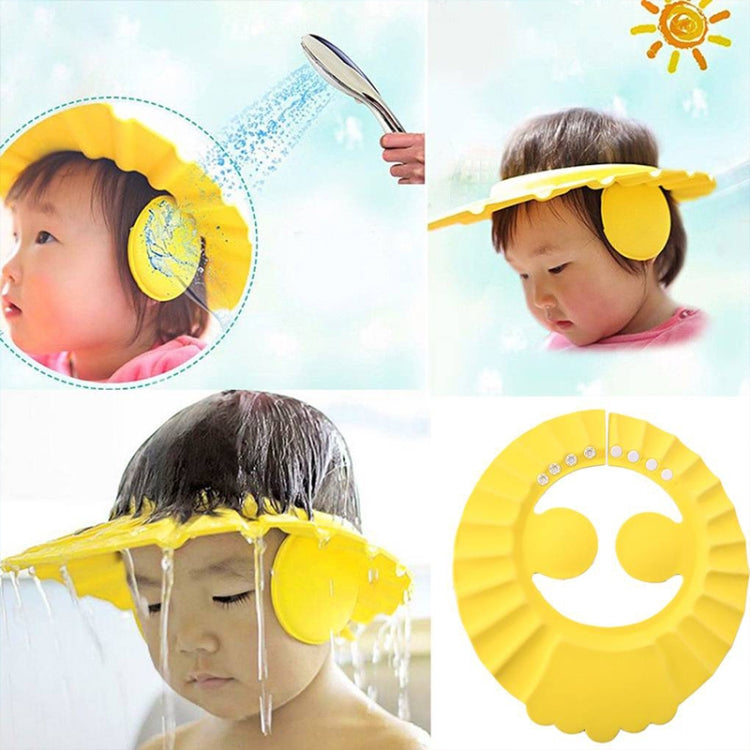 3 PCS Safe Baby Shower Cap Kids Bath Visor Hat Adjustable Baby Shower Cap Protect Eyes Hair Wash Shield for Children Waterproof Cap, Yellow+earflaps, Blue+earflaps, Yellow+wave, Blue+wave, Yellow+Round, Blue+Round, Pink+wave, Pink+earflaps, Pink+Round