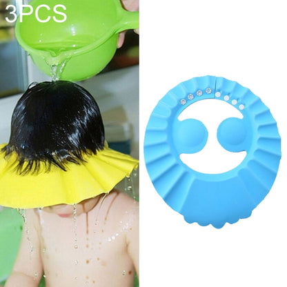 3 PCS Safe Baby Shower Cap Kids Bath Visor Hat Adjustable Baby Shower Cap Protect Eyes Hair Wash Shield for Children Waterproof Cap, Yellow+earflaps, Blue+earflaps, Yellow+wave, Blue+wave, Yellow+Round, Blue+Round, Pink+wave, Pink+earflaps, Pink+Round