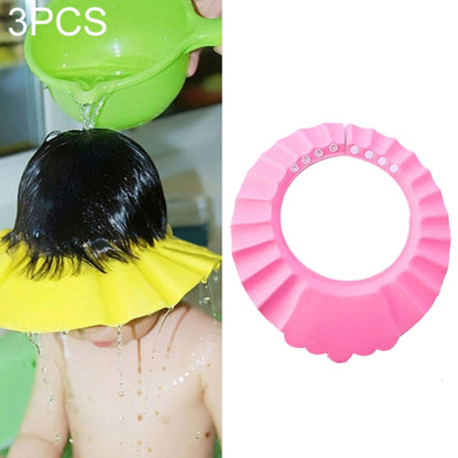 3 PCS Safe Baby Shower Cap Kids Bath Visor Hat Adjustable Baby Shower Cap Protect Eyes Hair Wash Shield for Children Waterproof Cap, Yellow+earflaps, Blue+earflaps, Yellow+wave, Blue+wave, Yellow+Round, Blue+Round, Pink+wave, Pink+earflaps, Pink+Round