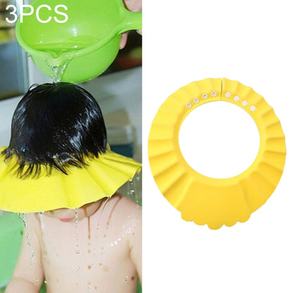 3 PCS Safe Baby Shower Cap Kids Bath Visor Hat Adjustable Baby Shower Cap Protect Eyes Hair Wash Shield for Children Waterproof Cap, Yellow+earflaps, Blue+earflaps, Yellow+wave, Blue+wave, Yellow+Round, Blue+Round, Pink+wave, Pink+earflaps, Pink+Round