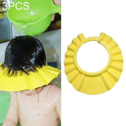 3 PCS Safe Baby Shower Cap Kids Bath Visor Hat Adjustable Baby Shower Cap Protect Eyes Hair Wash Shield for Children Waterproof Cap, Yellow+earflaps, Blue+earflaps, Yellow+wave, Blue+wave, Yellow+Round, Blue+Round, Pink+wave, Pink+earflaps, Pink+Round