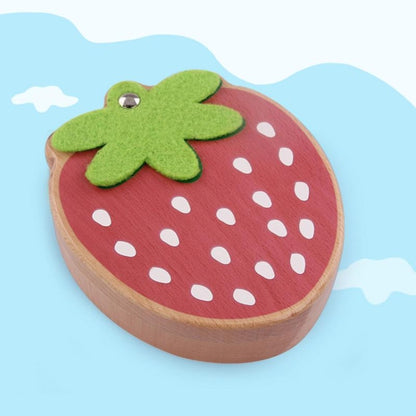 Strawberry Preserved Baby Teeth Wooden Preservation Box, Chinese Stickers, English Stickers