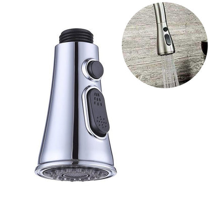 Kitchen Horn Button Switch Pausable Faucet Sprinkler Water Saving Nozzle Sprayer Filter, Plating CP, Drawing BN