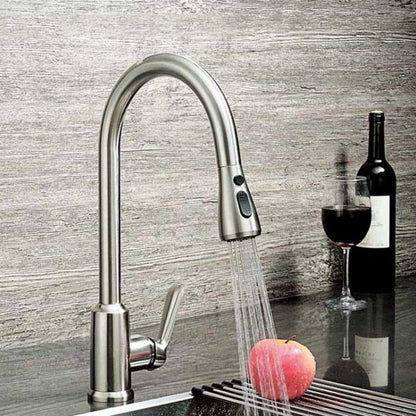 Kitchen Horn Button Switch Pausable Faucet Sprinkler Water Saving Nozzle Sprayer Filter, Plating CP, Drawing BN
