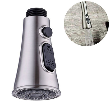 Kitchen Horn Button Switch Pausable Faucet Sprinkler Water Saving Nozzle Sprayer Filter, Plating CP, Drawing BN