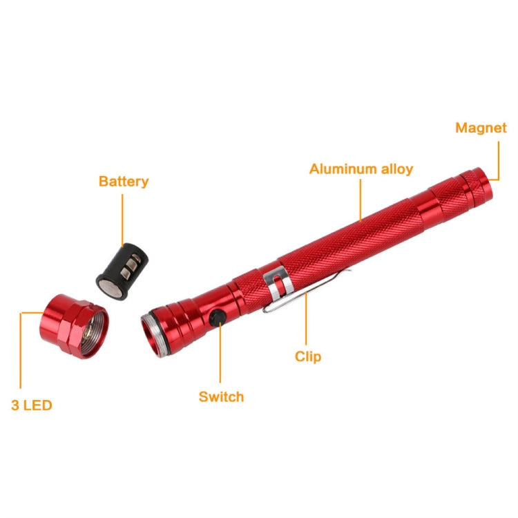 2 PCS 1W Flexible Magnet Camping Fishing Telescopic 360 Degrees Head Flashlight Outdoor Torch Magnetic Pick Up Tool Lamp