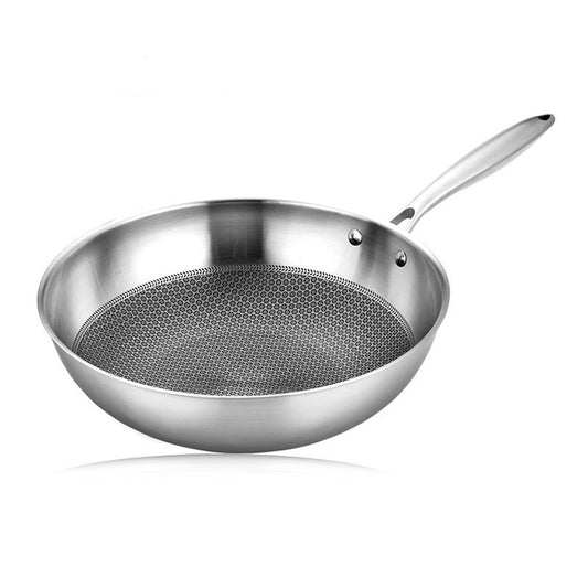 Household Honeycomb Stainless Steel Non-stick Frying Pan, 32cm Pot (without Lid), Lid