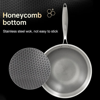 Household Honeycomb Stainless Steel Non-stick Frying Pan, 32cm Pot (without Lid), Lid