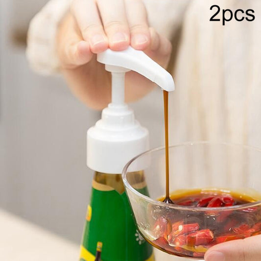 2pcs Household Fuel Consumption Quantitative Bottle Press Type Nozzle Pump Head, Plastic(White), Plastic(Black)