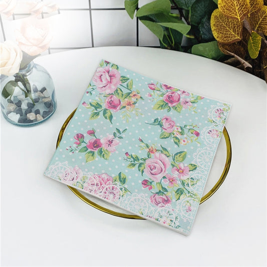 Colorful Printed Flower Wedding Banquet Napkins Placemats, Rose Flower