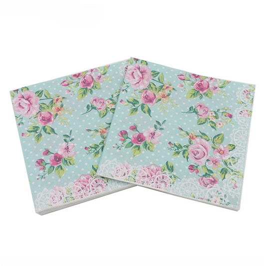 Colorful Printed Flower Wedding Banquet Napkins Placemats, Rose Flower
