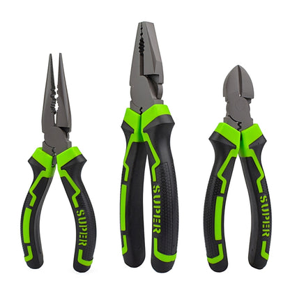Industrial Grade Multi-function Wire Tip Oblique Pliers, Long Nose Pliers 6 Inch, Diagonal Pliers 6 Inch, Wire Cutter 8 Inch