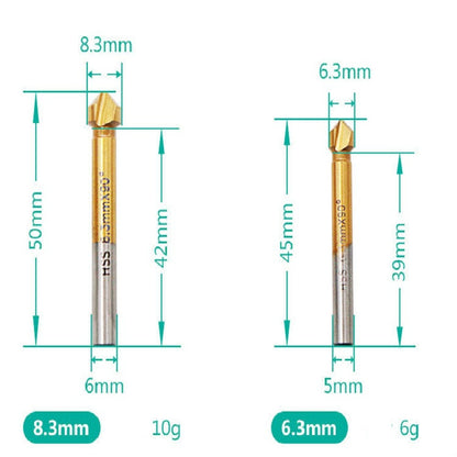 6 In 1 90 Degree Three-edge Chamfering Knife Woodworking Milling Cutter Chamfering Machine Hole Opener, Iron Box, Plastic Bag