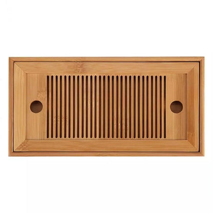Bamboo Tea Trays Kung Fu Tea Accessories Tea Tray Table With Drain Rack, Bamboo Tea Trays