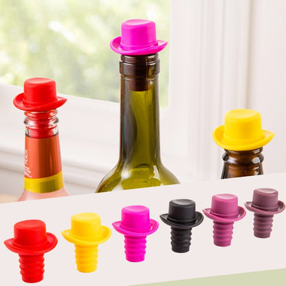 Silica Gel Top Hat Fresh Wine Corks Cruet Red Wine Stopper, 2 PCS Hat Shape(Brown), 2 PCS Hat Shape(Black), 2 PCS Hat Shape(Red Wine), 2 PCS Hat Shape(Yellow), 2 PCS Hat Shape(Rose Red), 2 PCS Hat Shape(Red)