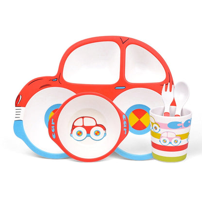 Bamboo Fiber Cartoon Dinner Plate For Children, 5 PCS / Set Red, 5 PCS / Set Yellow, 5 PCS / Set Green, 5 PCS / Set Pink