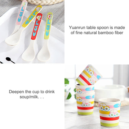 Bamboo Fiber Cartoon Dinner Plate For Children, 5 PCS / Set Red, 5 PCS / Set Yellow, 5 PCS / Set Green, 5 PCS / Set Pink
