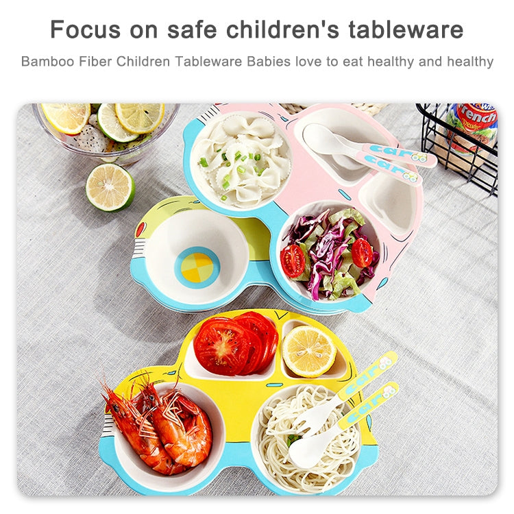 Bamboo Fiber Cartoon Dinner Plate For Children, 5 PCS / Set Red, 5 PCS / Set Yellow, 5 PCS / Set Green, 5 PCS / Set Pink