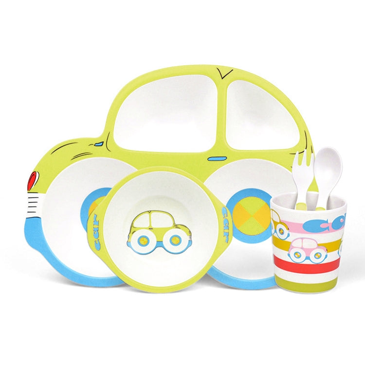 Bamboo Fiber Cartoon Dinner Plate For Children, 5 PCS / Set Red, 5 PCS / Set Yellow, 5 PCS / Set Green, 5 PCS / Set Pink