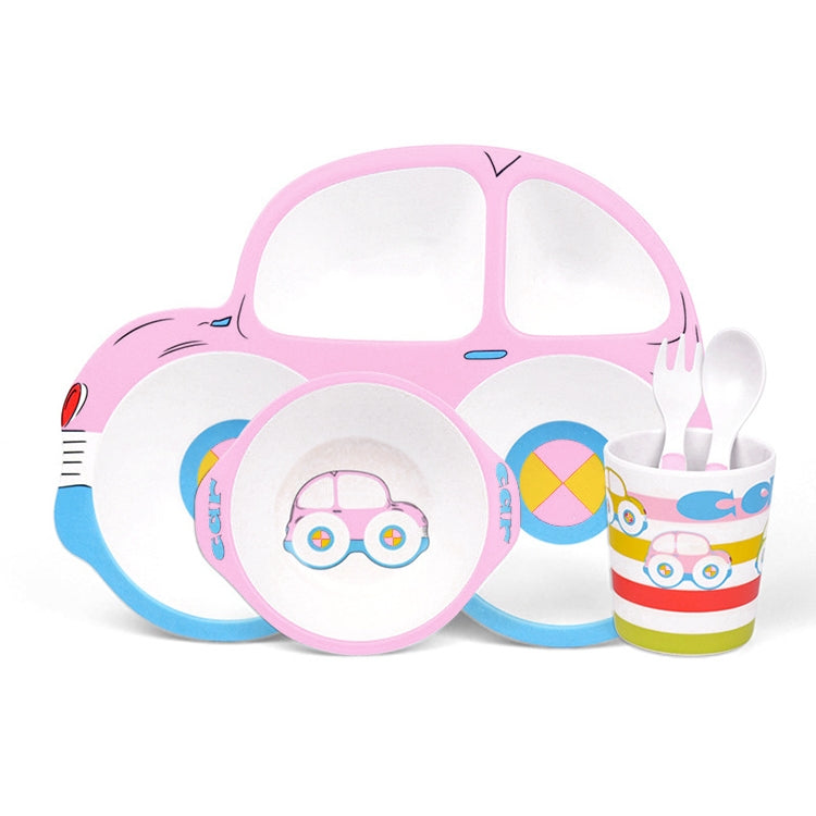 Bamboo Fiber Cartoon Dinner Plate For Children, 5 PCS / Set Red, 5 PCS / Set Yellow, 5 PCS / Set Green, 5 PCS / Set Pink