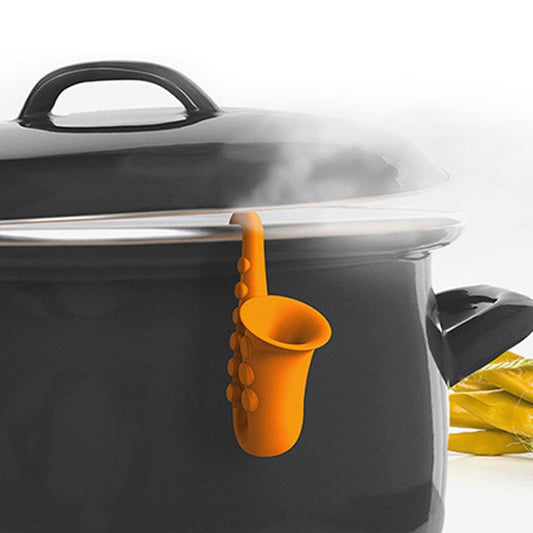 Horn Saxophone Silicone Pot Cover Raises Anti-overflow Device, Random Color Delivery, Horn