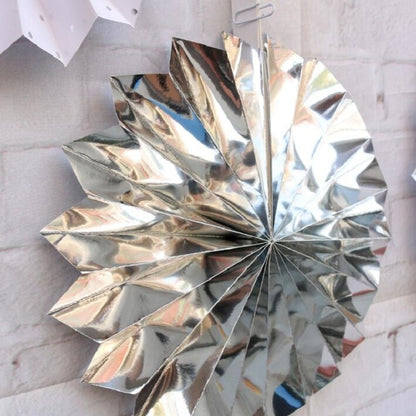 2 Sets Bronzing Paper Fan Flower Set Birthday Holiday Wedding Party Decoration, Bronzing 8pcs, Hot Silver 8pcs, Black 8pcs, Rose Gold 8pcs, Champagne Gold 8pcs, Colorful Hollow 8pcs, Bronzing 6pcs